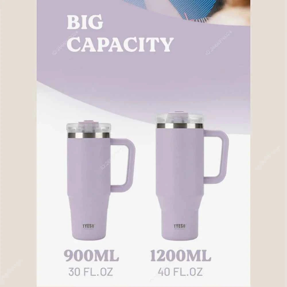 Vacuum Insulated Travel Mug with Straw & Handle for Ultimate Convenience - Flexivo