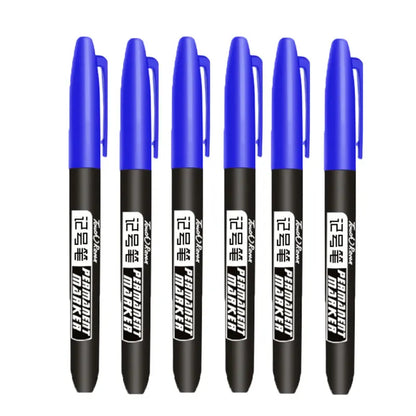 6-Pack Permanent Marker Pens — Waterproof, Quick-Dry, Fine Tip