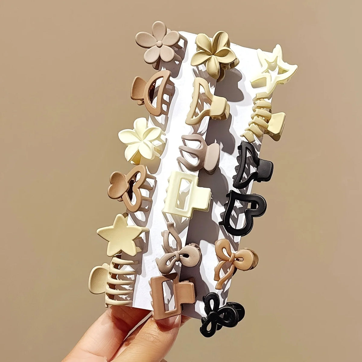 Mini Claw Hair Clips, Assorted Neutral Colors