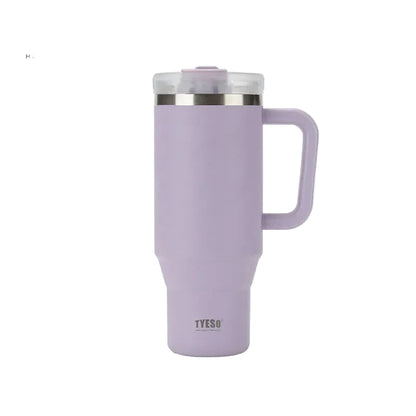 TYESO Vacuum Insulated Travel Mug with Handle & Straw - 900ml & 1200ml