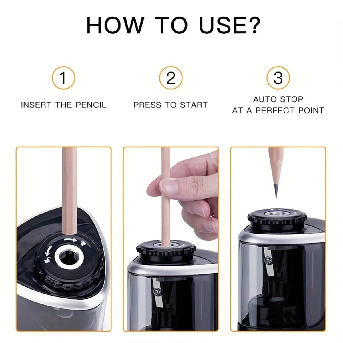Automatic Electric Pencil Sharpener for 6–8 mm Pencils