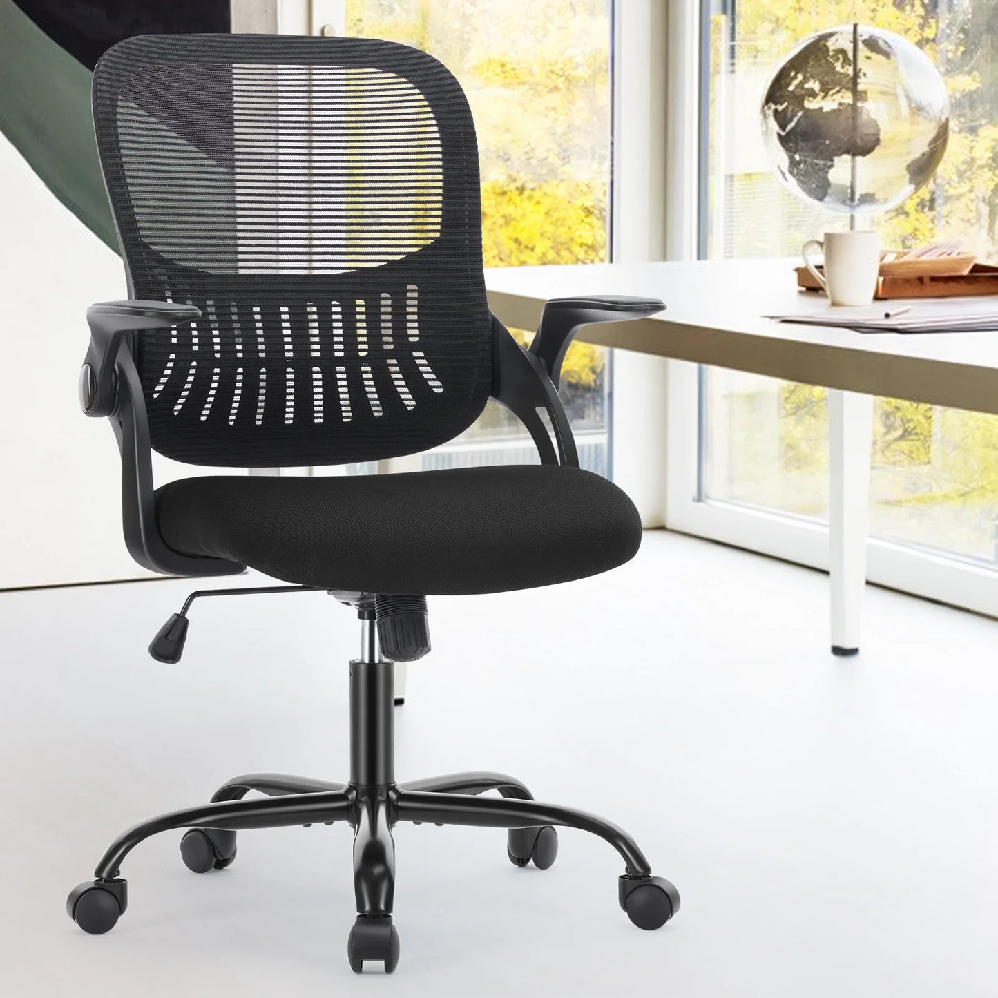 Ergonomic Mesh Office Chair, No Headrest, Adjustable Height & Armrests