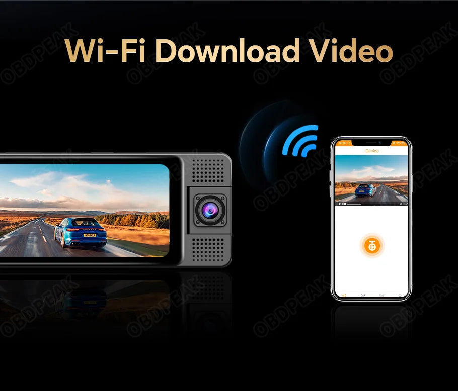 4K WiFi 3-Channel Dash Cam - 11.26" Rearview Mirror with Front, Rear & Interior Cameras