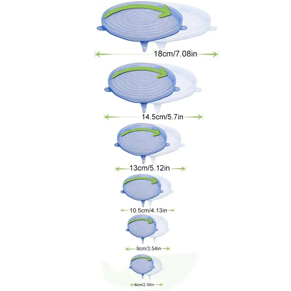Silicone Stretch Lids - 6-Piece Reusable Food Storage Cover Set