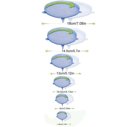 Silicone Stretch Lids - 6-Piece Reusable Food Storage Cover Set