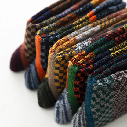 Men's Patterned Winter Crew Socks, 5 Pairs