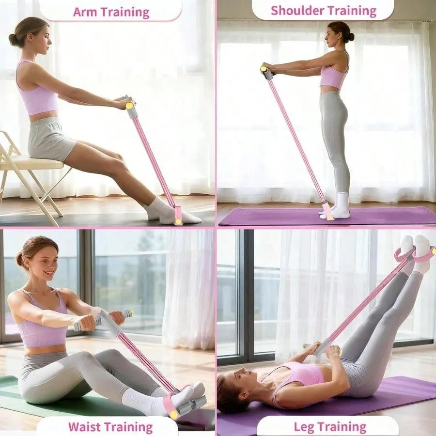 6-Tube Natural Rubber Resistance Band Pedal Trainer with Handles