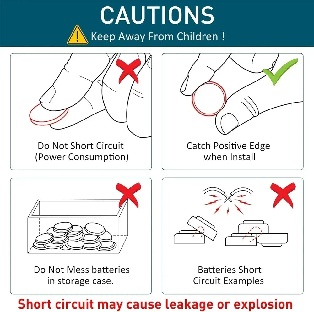 CR2032 Lithium Button Cell Batteries - 3V Coin Battery for Car Keys, Watches & Electronics