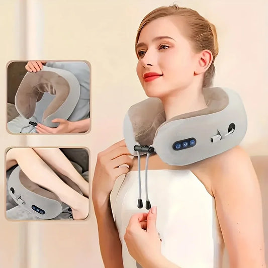 Rechargeable U-Shaped Neck Massage Pillow - Travel, Car, Office & Home Use