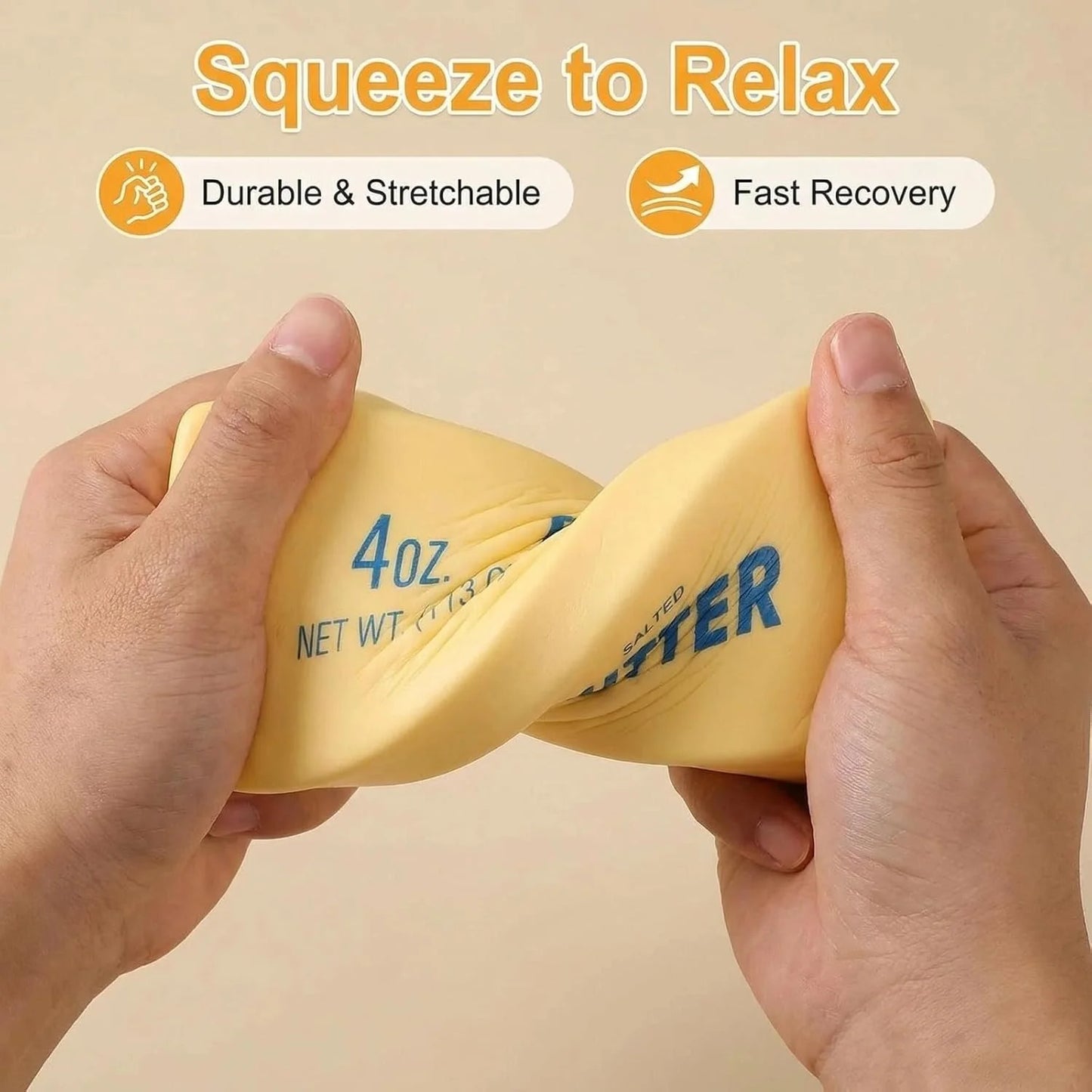 Slow-Rising Butter Stick Squeeze Stress Ball – Foam Fidget Toy