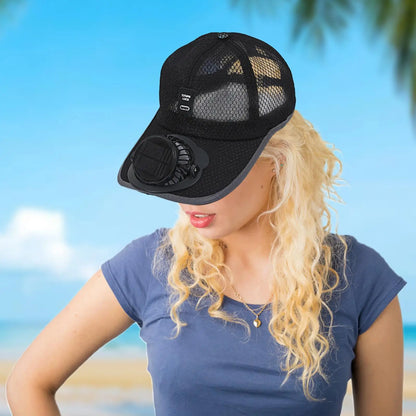 Solar Fan Cap — Breathable Outdoor Hat with USB & Solar Charging