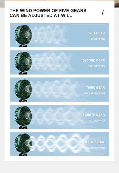 5-Speed Rechargeable Folding Handheld Fan