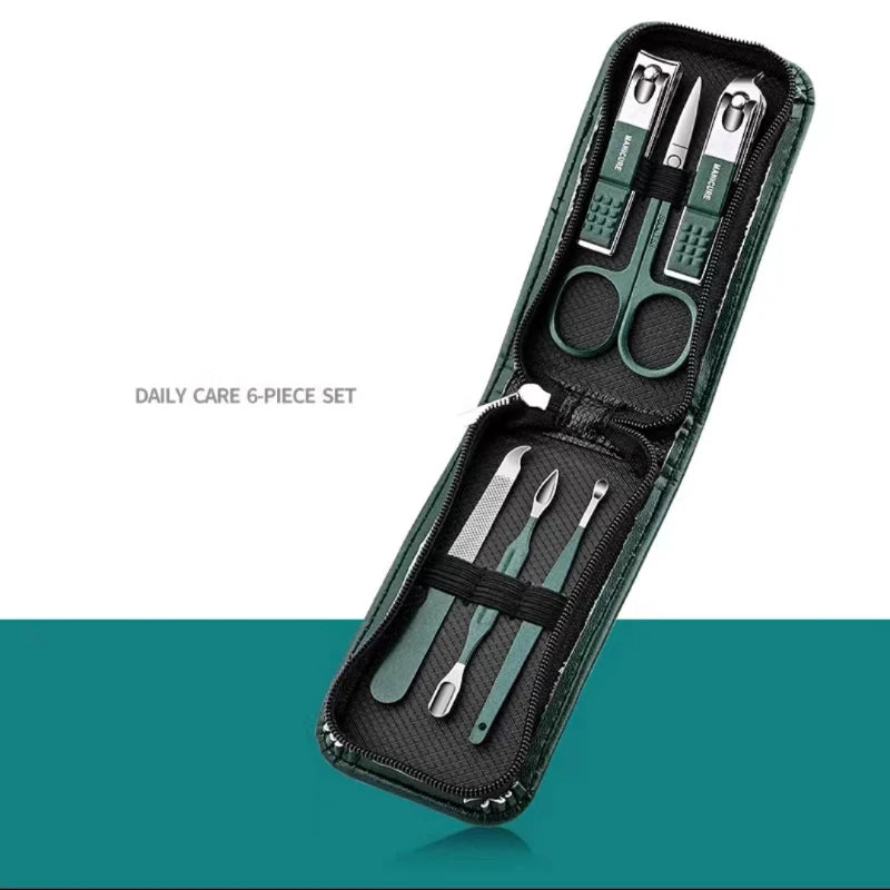 Stainless Steel Nail Clipper Set - 6-Piece Manicure & Pedicure Kit