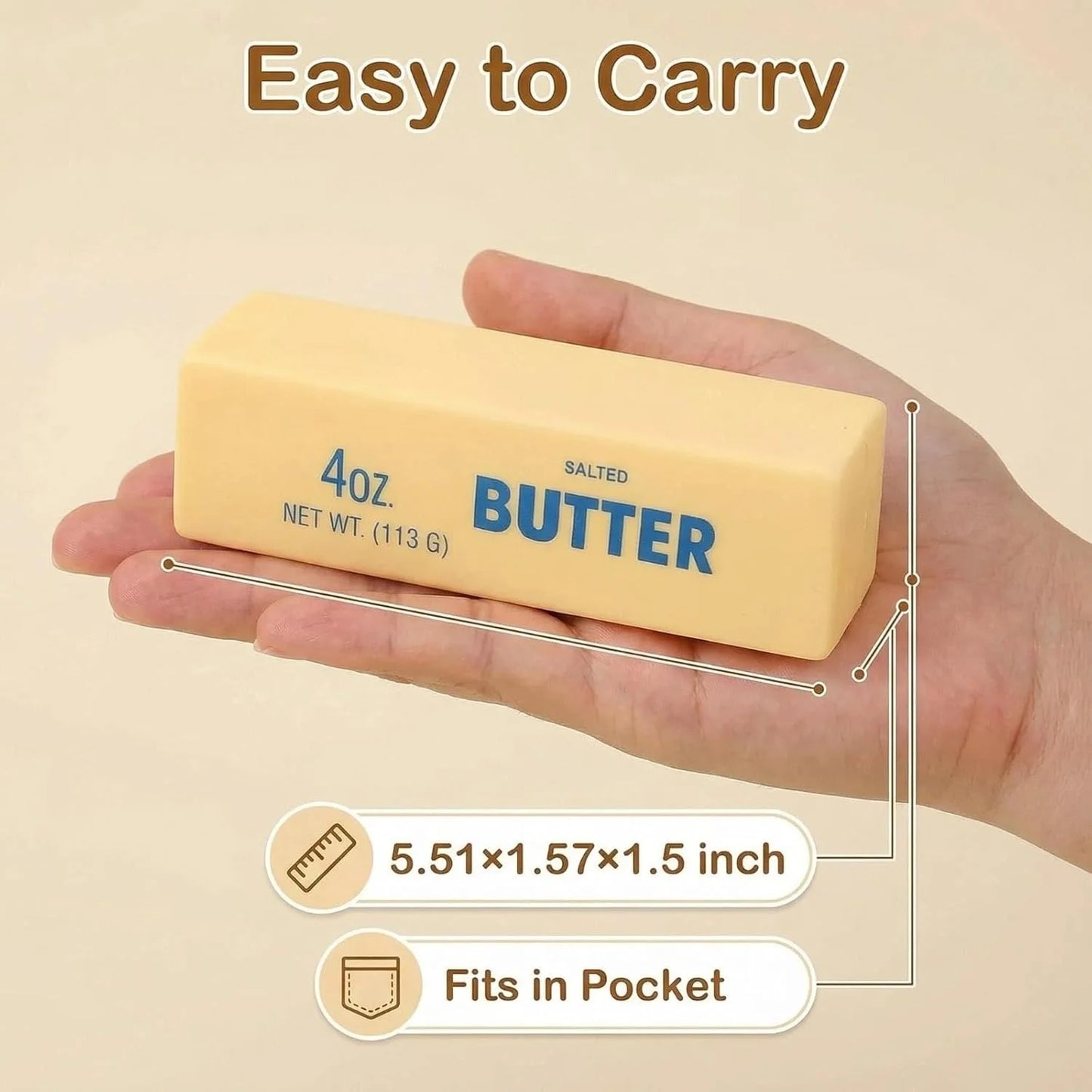 Slow-Rising Butter Stick Squeeze Stress Ball – Foam Fidget Toy