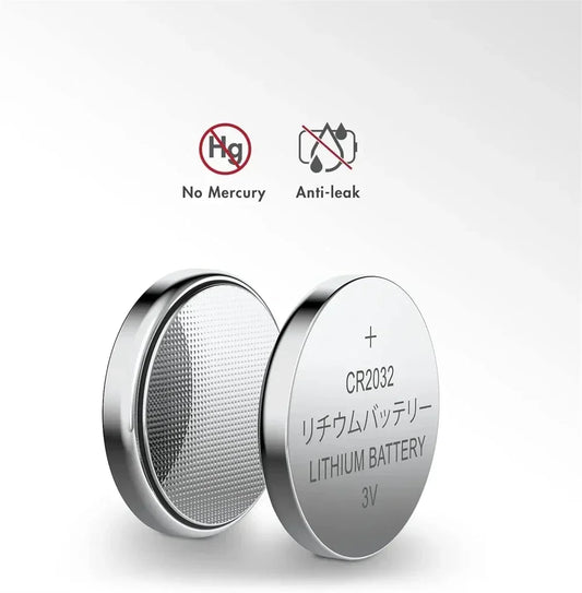 CR2032 Lithium Button Cell Batteries - 3V Coin Battery for Car Keys, Watches & Electronics