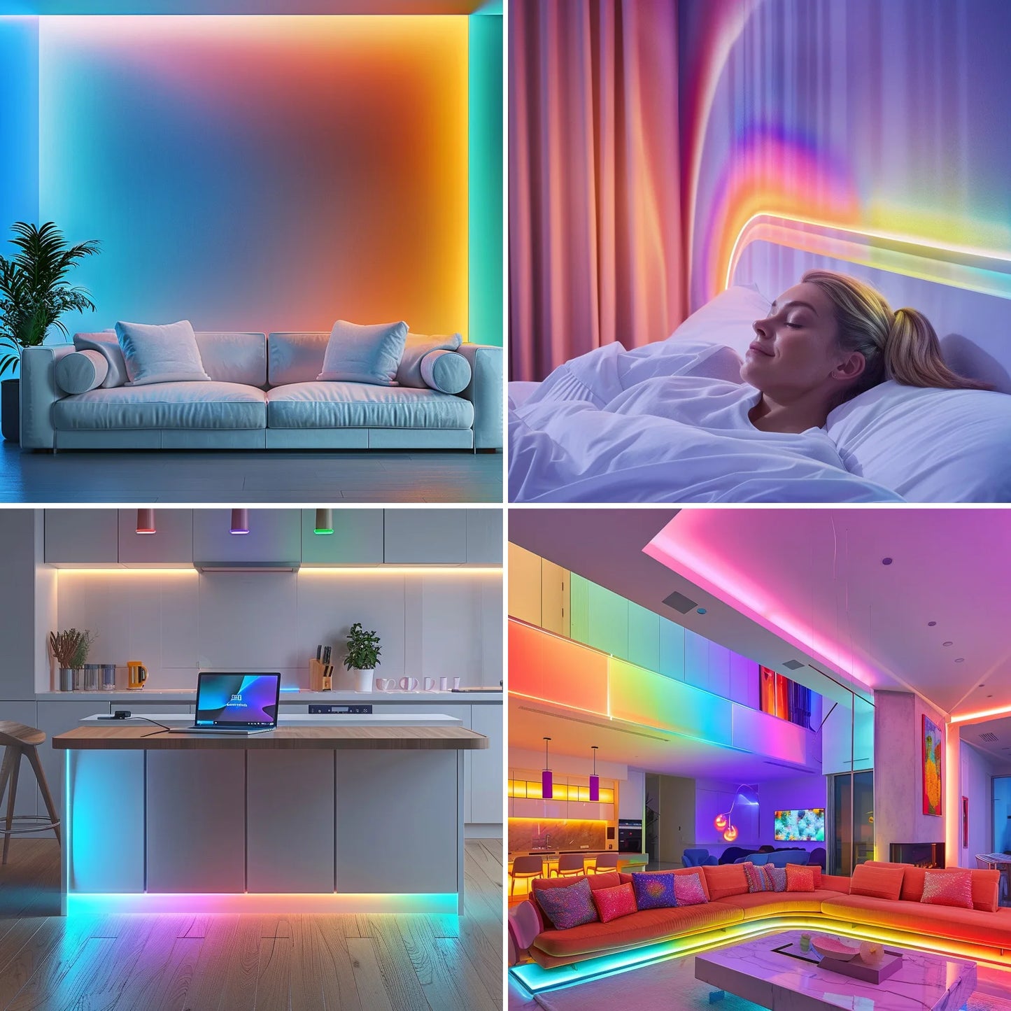 Smart LED Light Strip - Color Changing RGB with Music Sync & App Control (25/50/100/130ft)