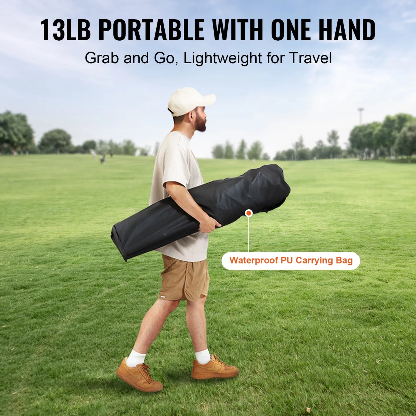 Portable Camping Folding Chair – 350lb Capacity, Padded Arms & 3 Storage Bags