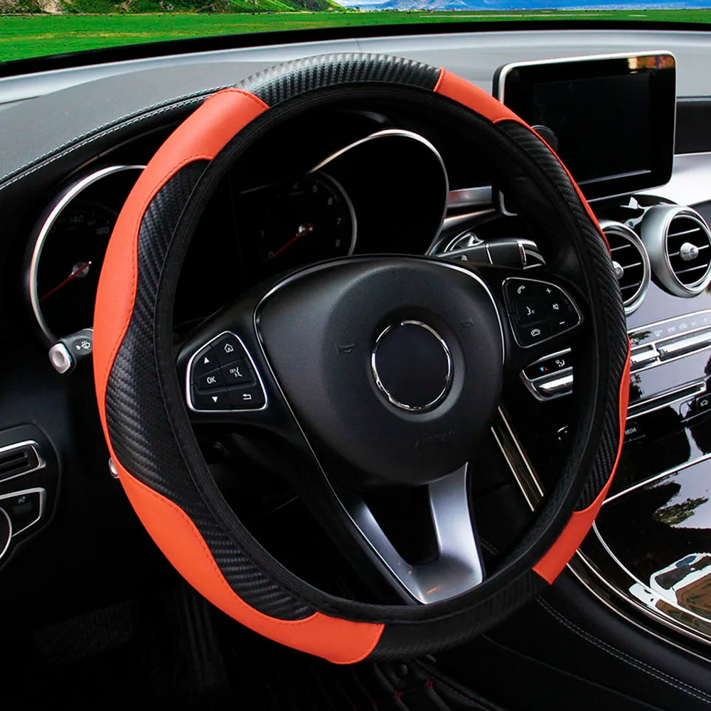PU Steering Wheel Cover for 14.5–15 in Wheels