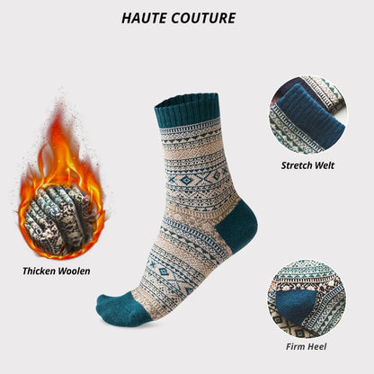 Men's Patterned Winter Crew Socks, 5 Pairs