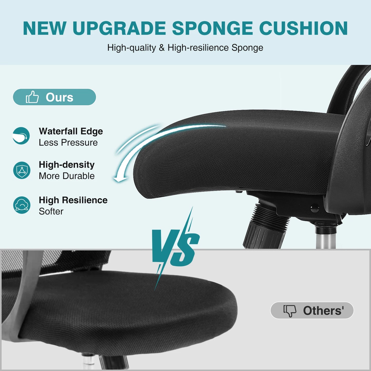 Ergonomic Mesh Office Chair, No Headrest, Adjustable Height & Armrests