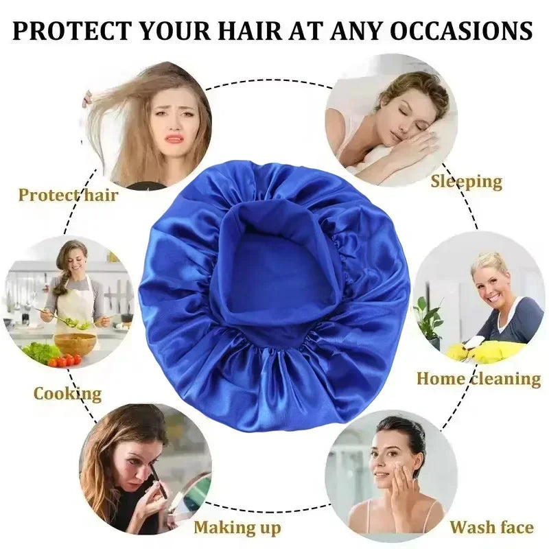 Satin Sleep Bonnet with Wide Elastic Band