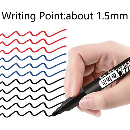 6-Pack Permanent Marker Pens — Waterproof, Quick-Dry, Fine Tip