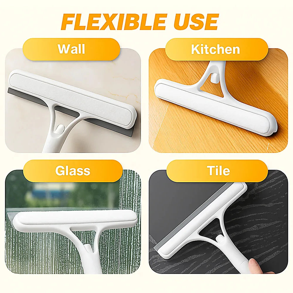 3-in-1 Glass Wiper with Spray Bottle — Scrub, Spray & Squeegee