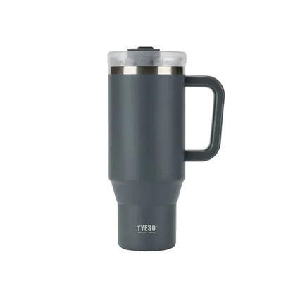 TYESO Vacuum Insulated Travel Mug with Handle & Straw - 900ml & 1200ml
