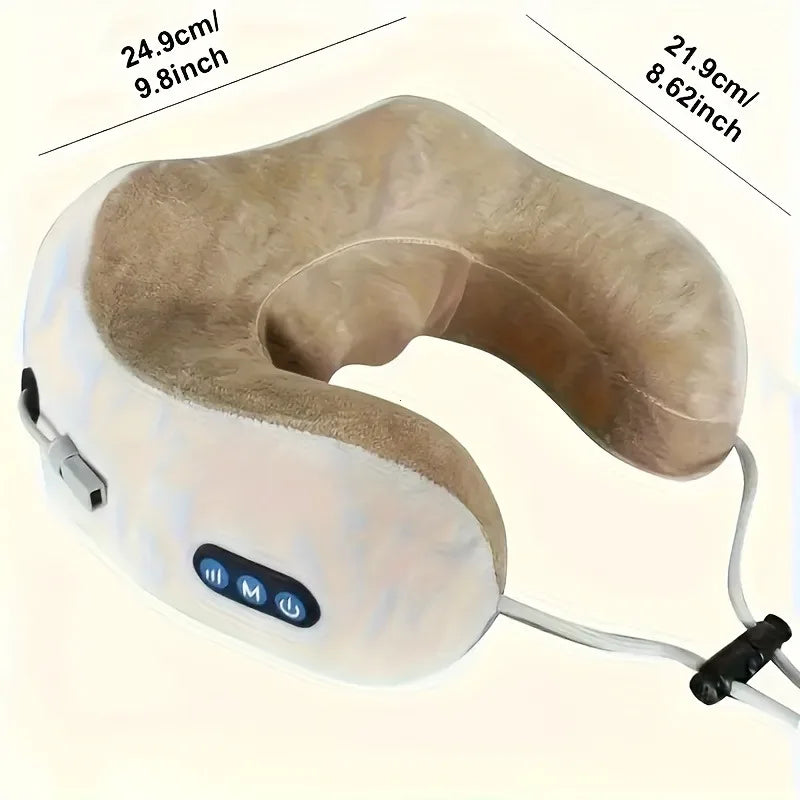 Rechargeable U-Shaped Neck Massage Pillow - Travel, Car, Office & Home Use