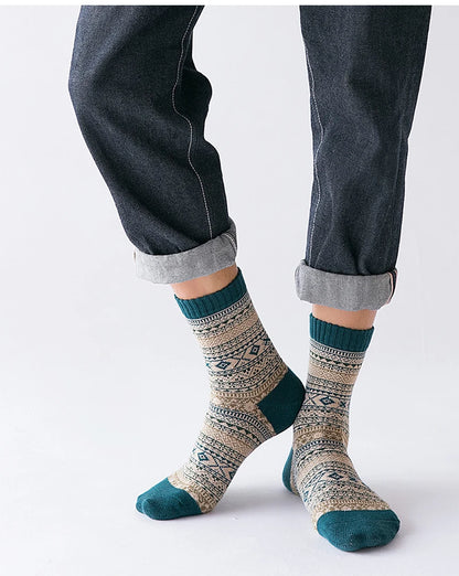 Men's Patterned Winter Crew Socks, 5 Pairs