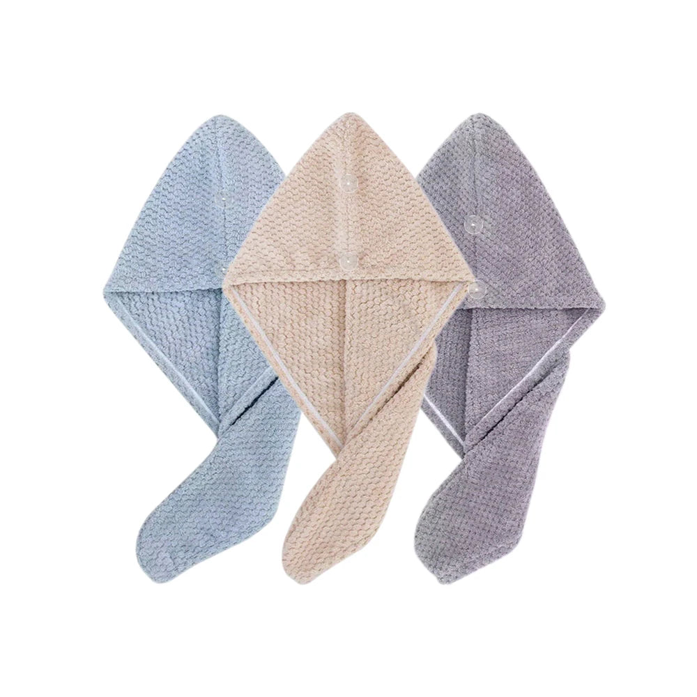 Textured Hair Towel Wrap with Button Fastening