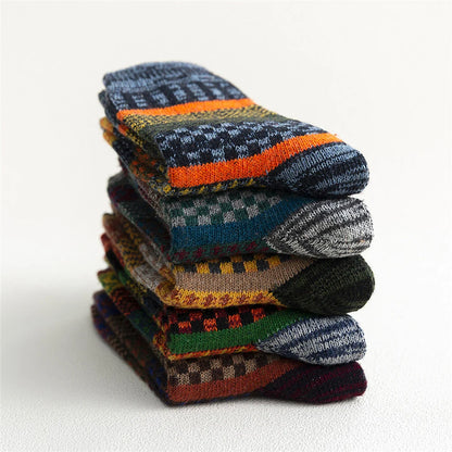 Men's Patterned Winter Crew Socks, 5 Pairs