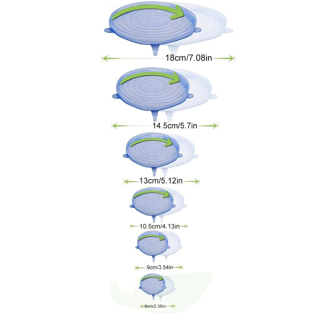 Silicone Stretch Lids - 6-Piece Reusable Food Storage Cover Set