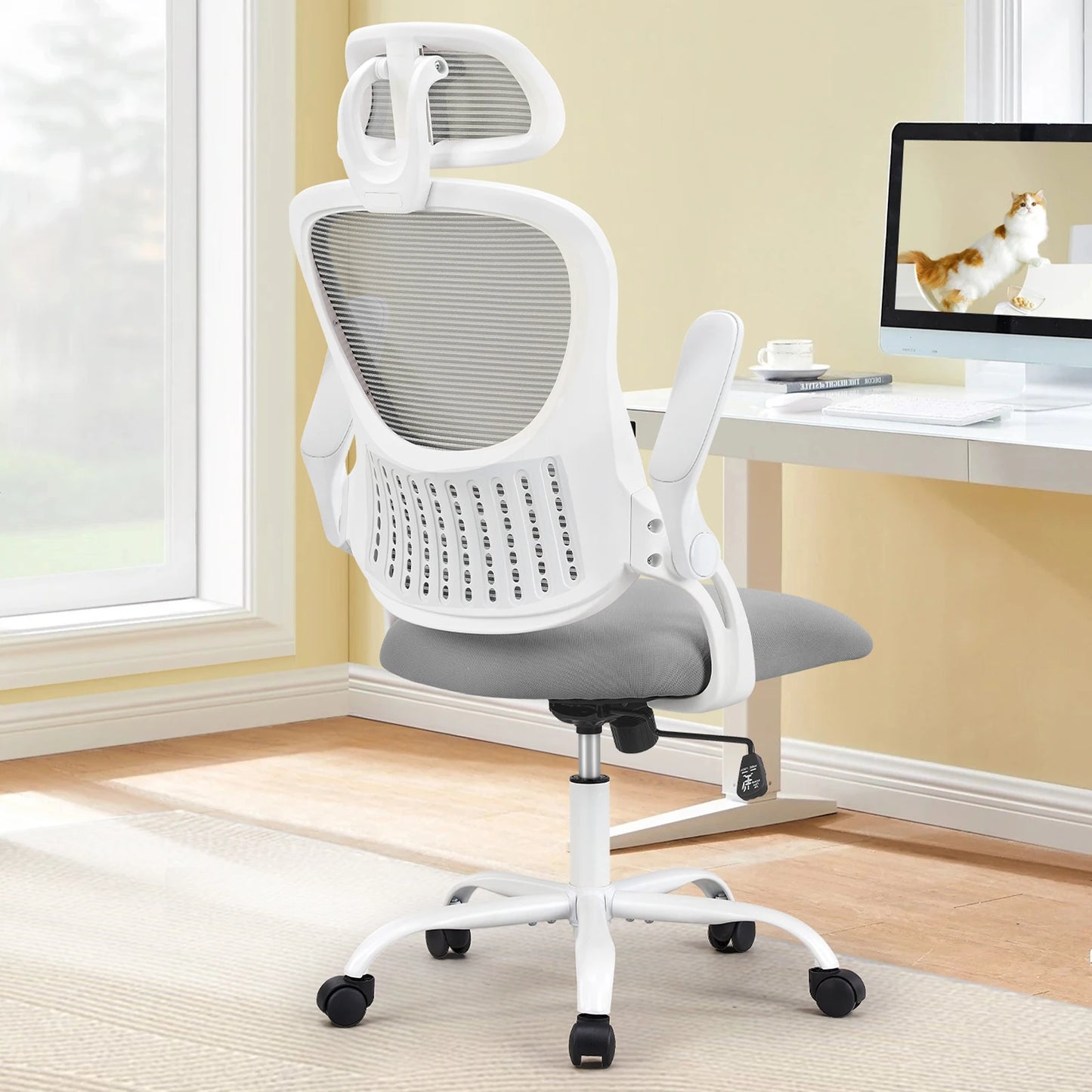 Ergonomic Mesh Office Chair with Flip-Up Arms & Adjustable Headrest