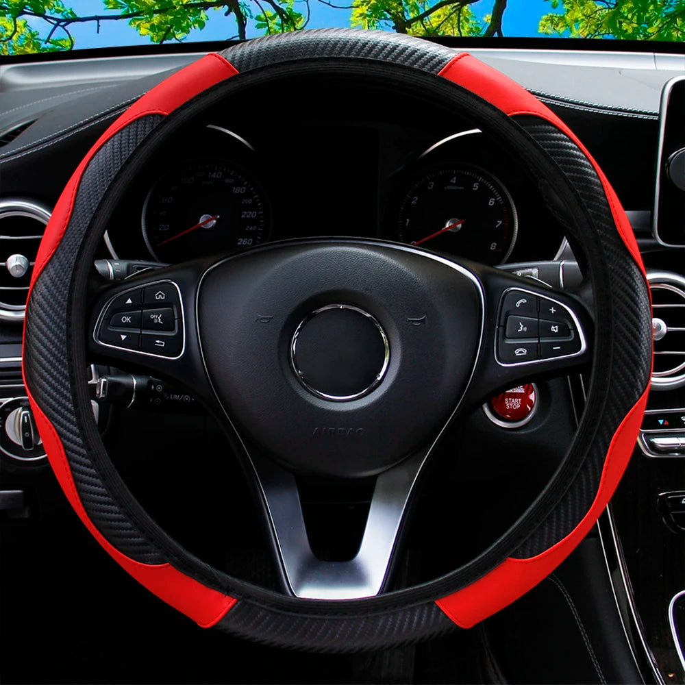PU Steering Wheel Cover for 14.5–15 in Wheels