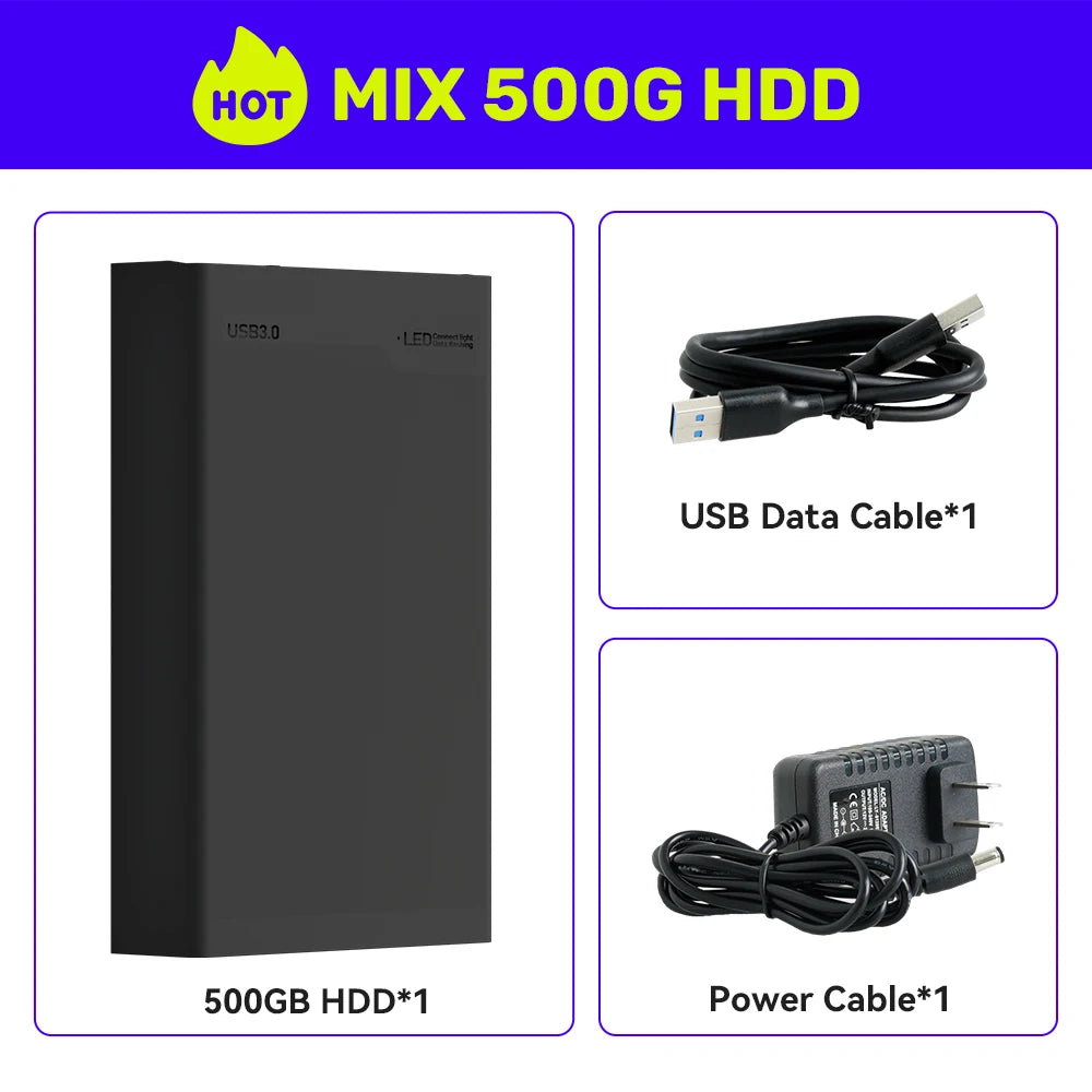 Retro Gaming External Hard Drive — 500GB, 38,000+ Games, 50+ Emulators (PS3/PS2/Switch/Xbox/Wii) - Flexivo