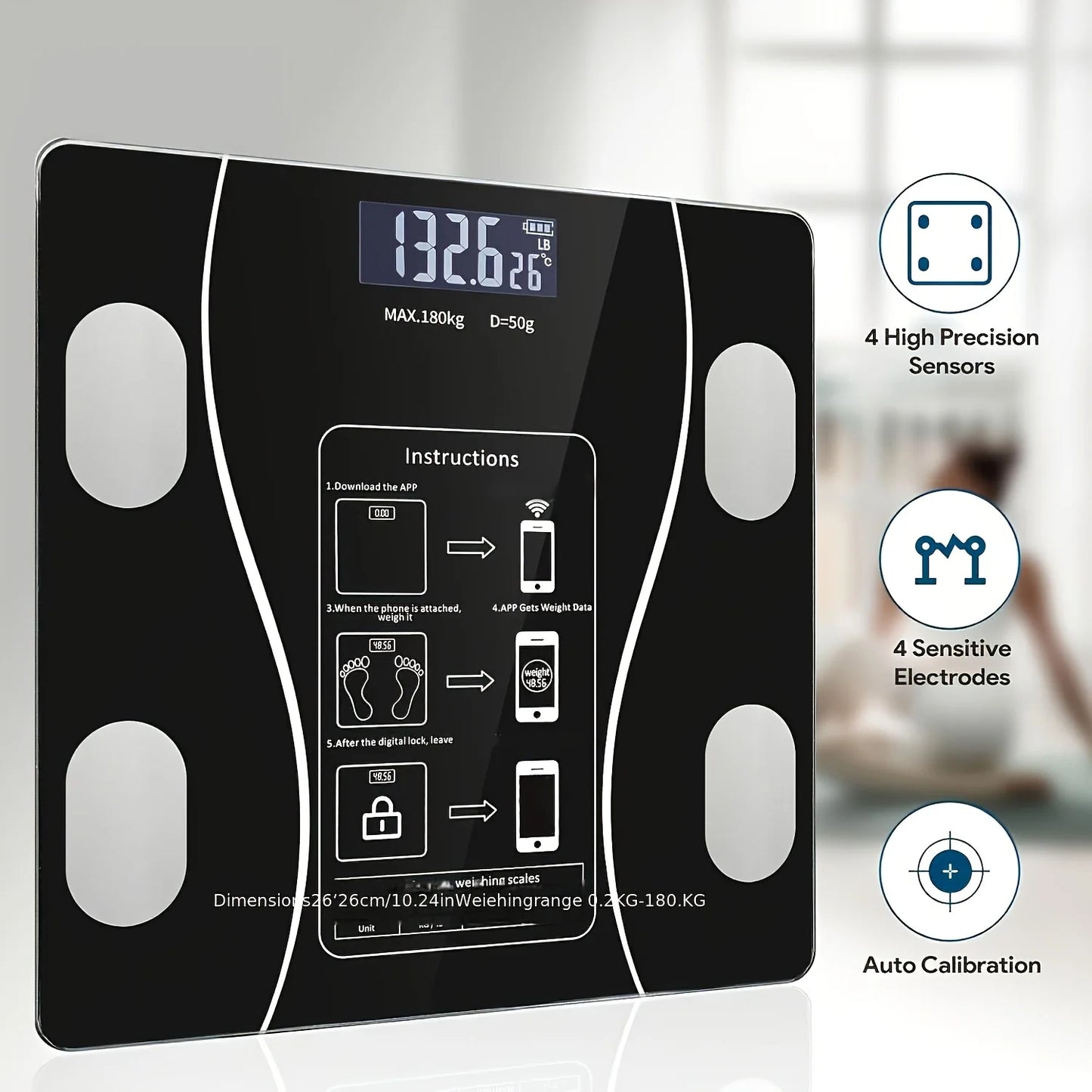 Smart Digital Body Scale - LED Display, 400 lbs Capacity, High Precision Weight Scale