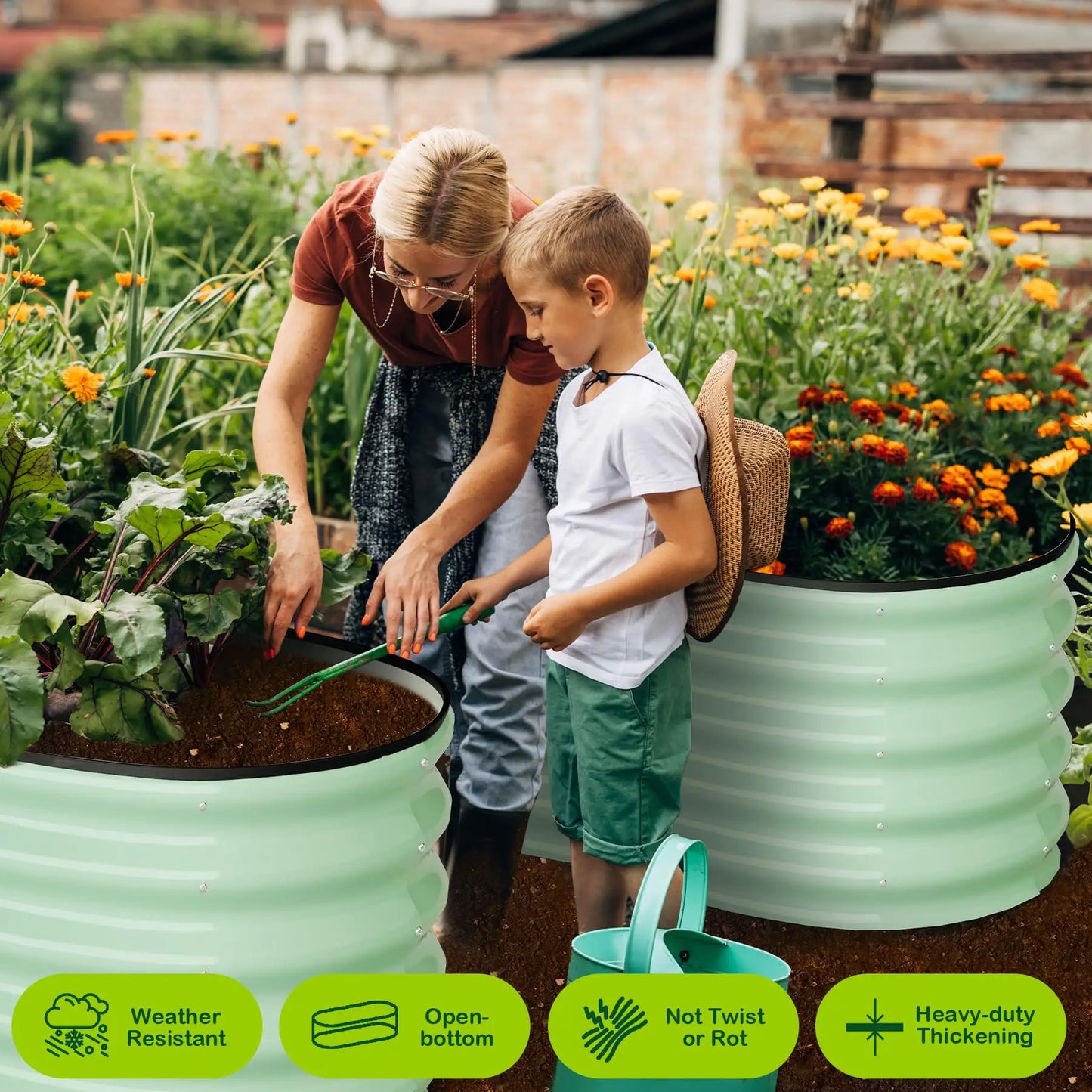 2-Pack Oval Galvanized Steel Raised Garden Bed – Anti-Rust Metal Planter Box for Vegetables, Herbs & Flowers - Flexivo