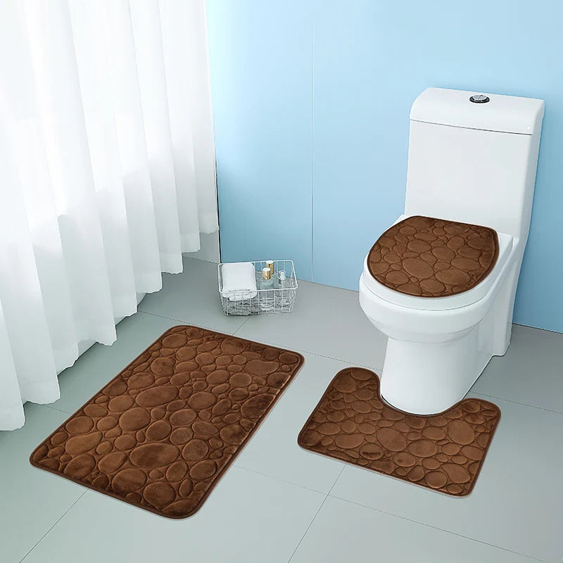 Microfiber Bathroom Mat Set — Non-Slip, Water-Absorbent (3 Pcs)