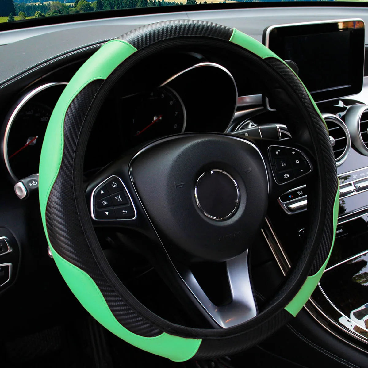 PU Steering Wheel Cover for 14.5–15 in Wheels