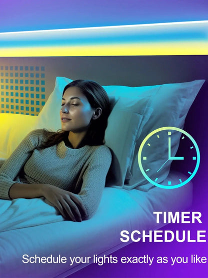 Smart LED Light Strip - Color Changing RGB with Music Sync & App Control (25/50/100/130ft)