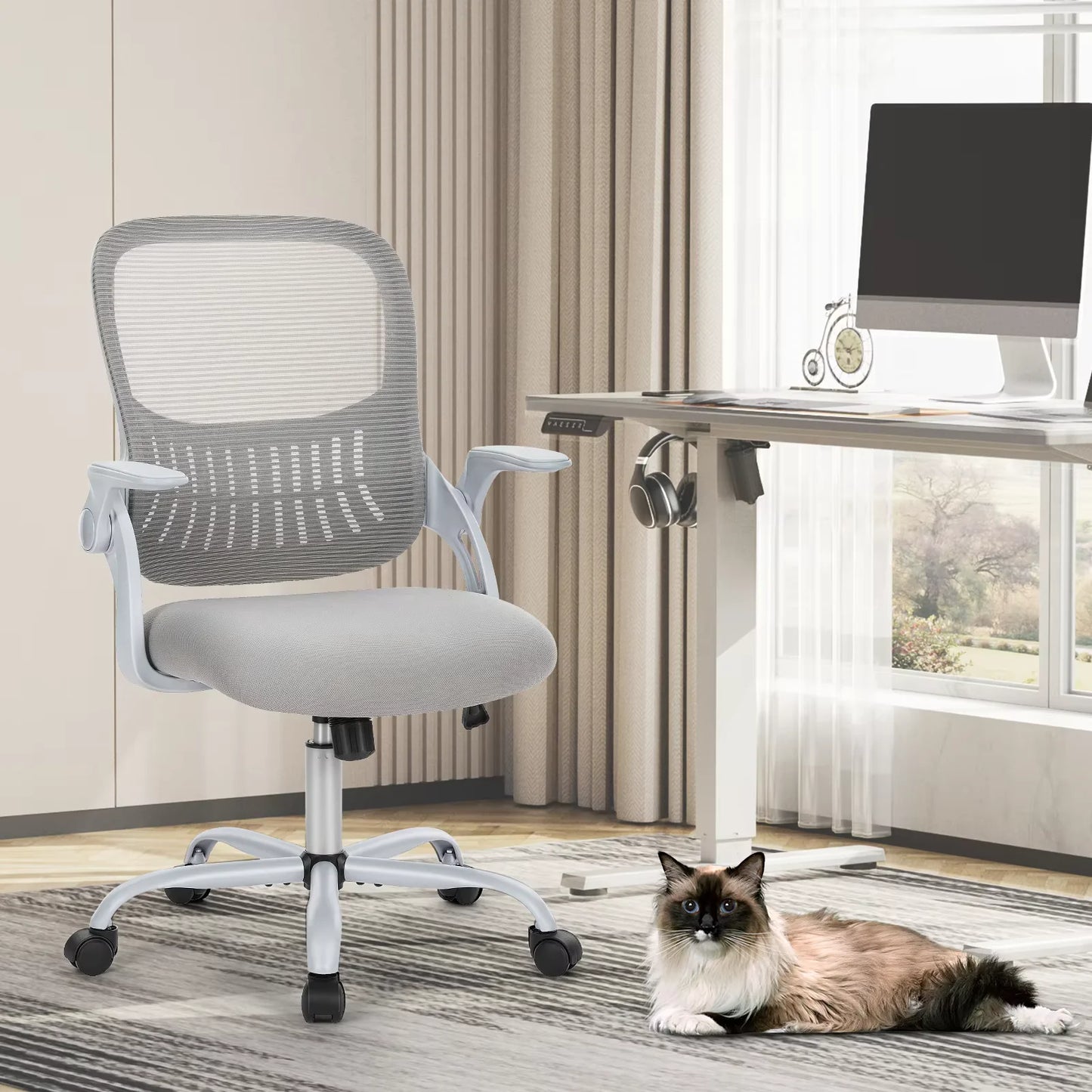 Ergonomic Mesh Office Chair, No Headrest, Adjustable Height & Armrests