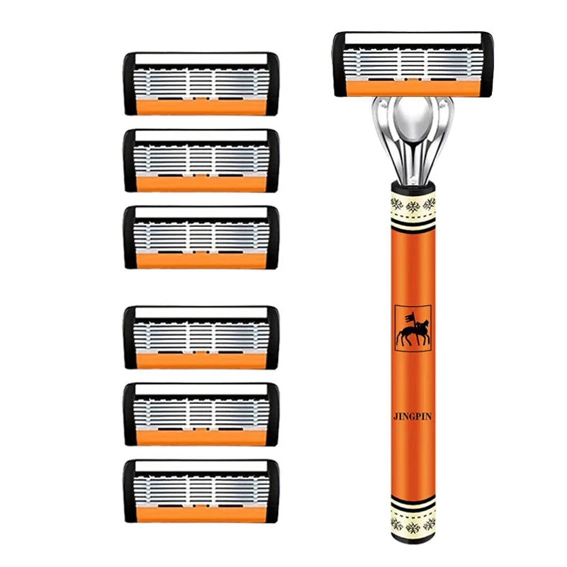 6-Layer Safety Razor Set with Stainless Steel Blades