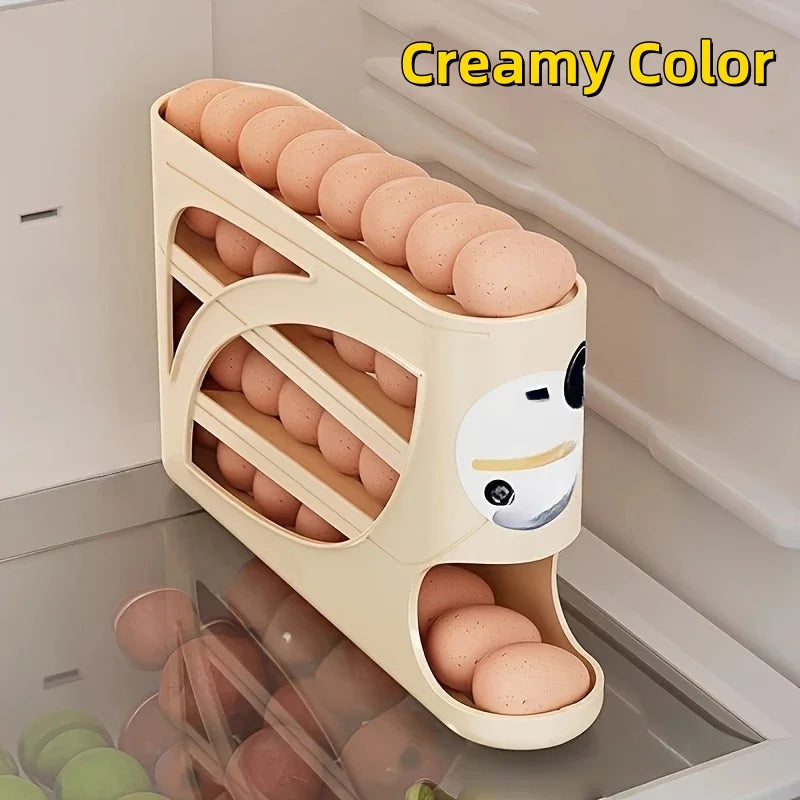 3-Tier Rolling Egg Organizer for Fridge — Holds Up to 30 Eggs