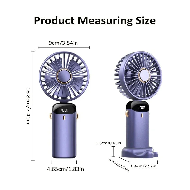 5-Speed Rechargeable Folding Handheld Fan