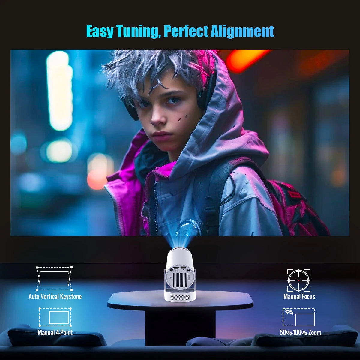 Magcubic HY300 Pro+ Mini Projector — Android 14, WiFi 6, 8000 Lumens
