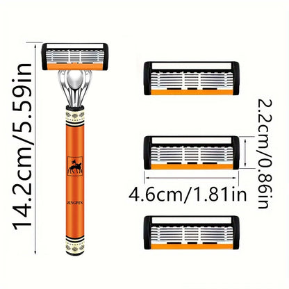 6-Layer Safety Razor Set with Stainless Steel Blades