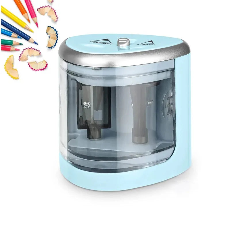 Dual-Hole Electric Pencil Sharpener — Auto, Fast & Quiet