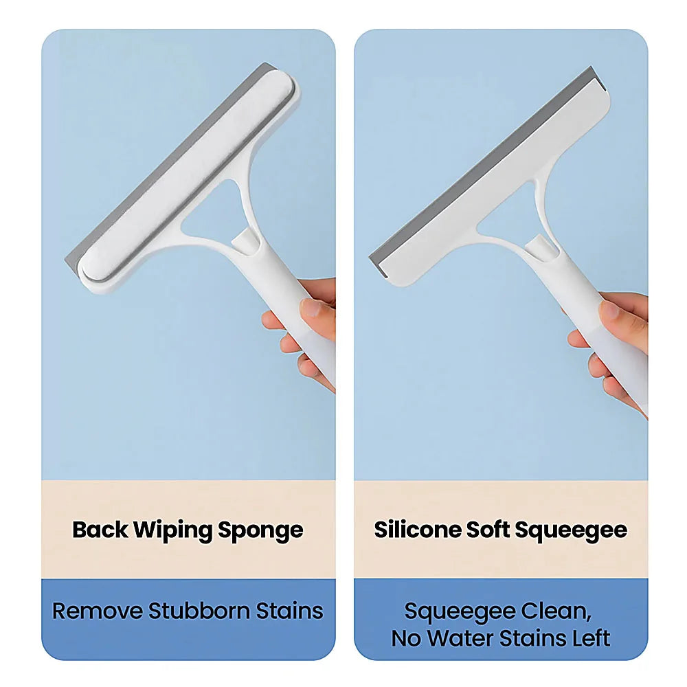 3-in-1 Glass Wiper with Spray Bottle — Scrub, Spray & Squeegee