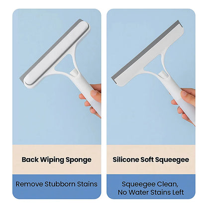 3-in-1 Glass Wiper with Spray Bottle — Scrub, Spray & Squeegee
